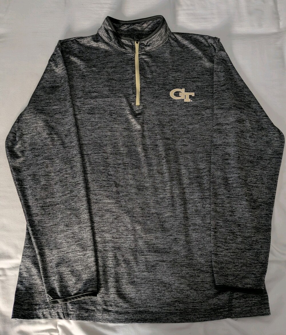 Georgia Tech Yellow Jackets Size M Men’s 1/4 Quarter Zip Gray Jacket Sweater